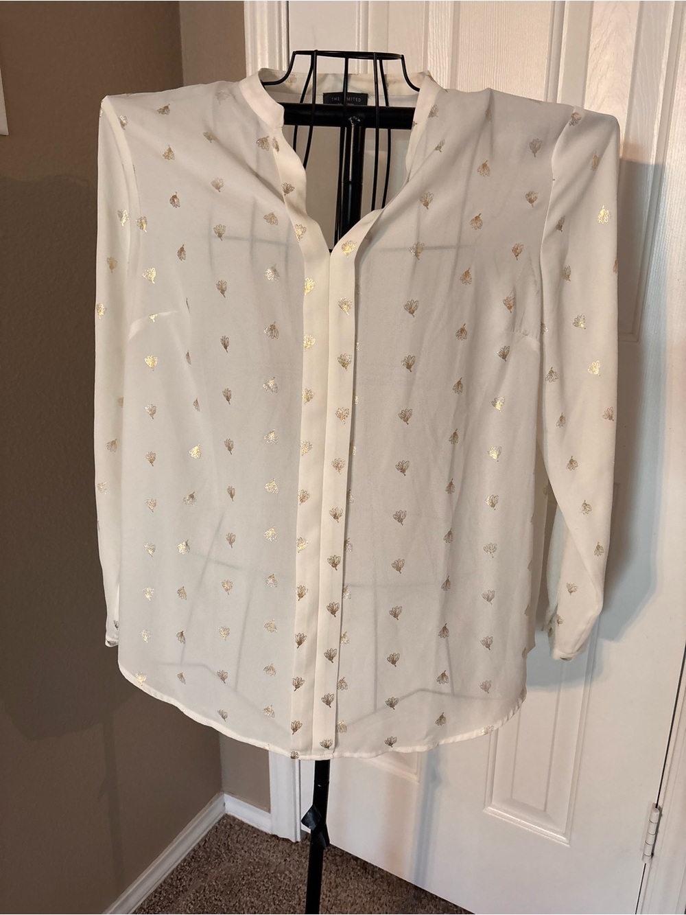 The Limited Cream Blouse with Gold Foil Motif